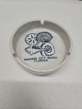 Norcrest Panama City Beach Florida Seashell Ash Tray/Trinket Tray Blue Gray 5in.